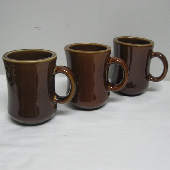 Vintage Other - Retro Diner Mugs Vintage 70s Brown Stoneware Set of 3 Restaurantware